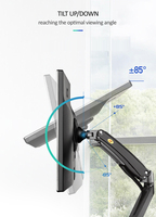 NB F100A sprężyna gazowa ramię 22-35 calowy ekran uchwyt 360 obrót Tilt obrotowy Monitor biurkowy ramię montażowe z dwoma portami USB3.0 2